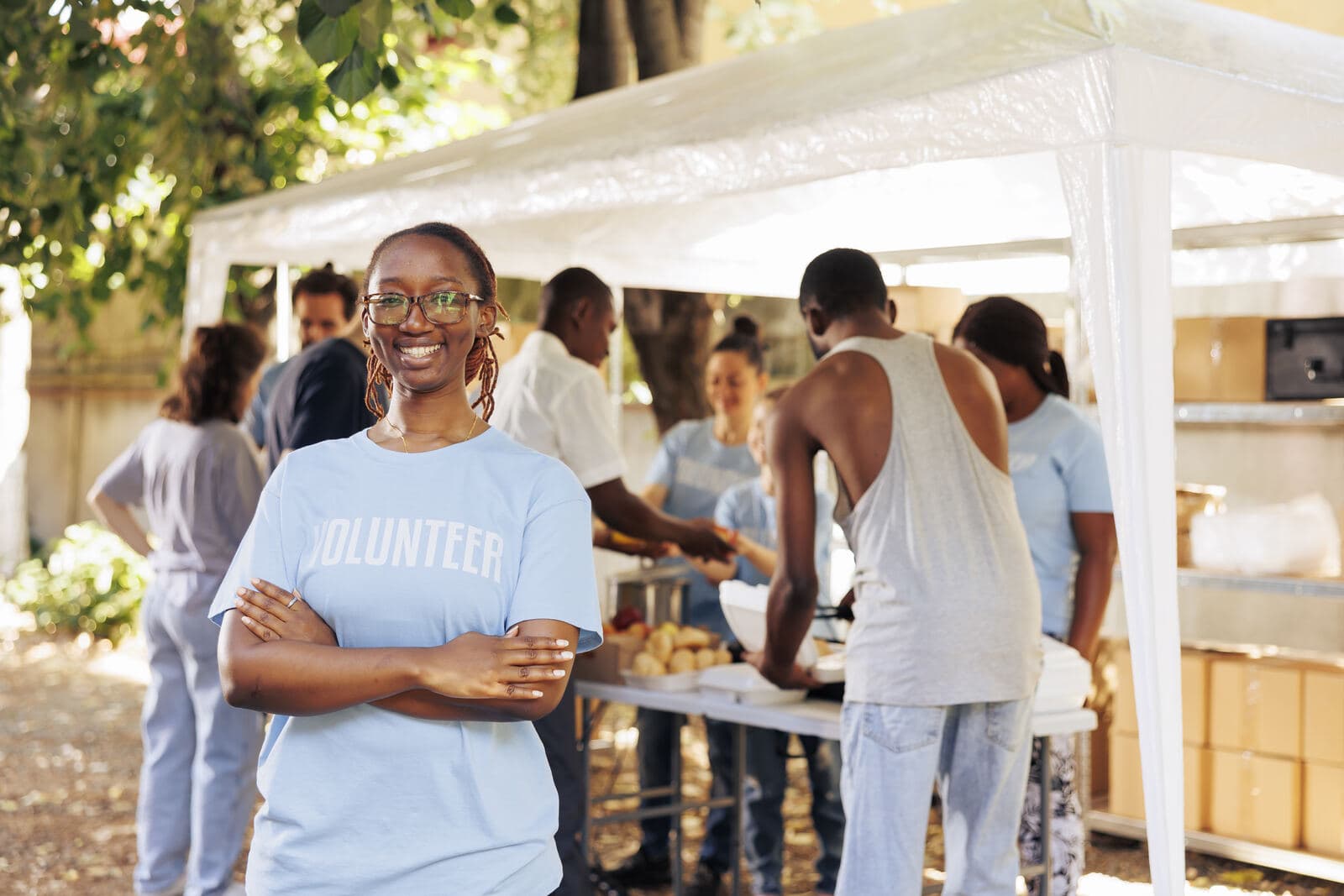Volunteers at a community project
